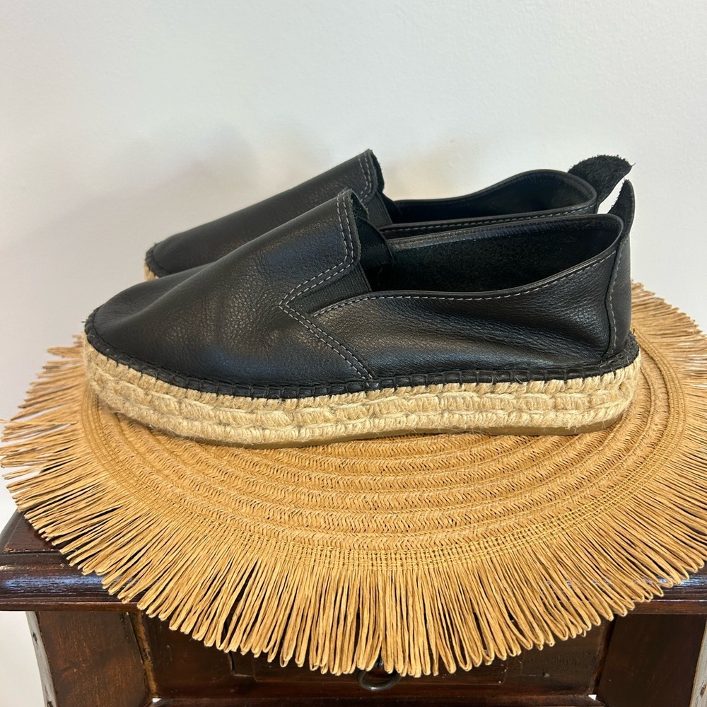 Beautiful Black Leather Espadrille Slip-On for Women by Ramoncinas❤️8.5/39